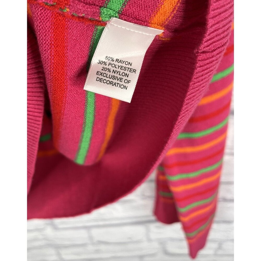 KERRI ROSENTHAL XOKR Women's Pink Stripe Embroidered Back Sweater NWT Medium - Picture 4 of 6